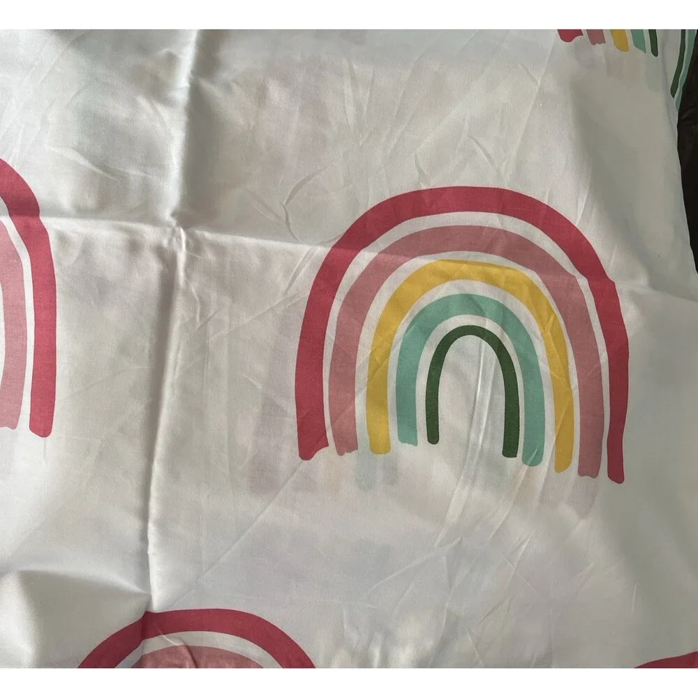 Rainbow Arc Cotton Bedding - White with Multicolor Arcs